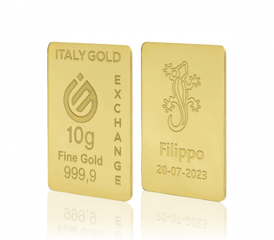 24 Karat Glückbringer-Salamander Goldbarren aus 10 g IGE GOLD